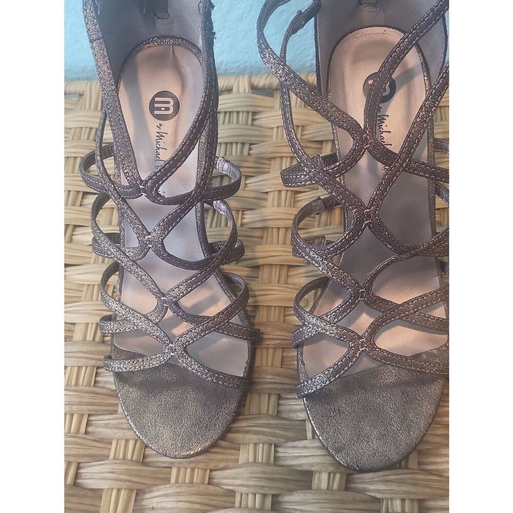 Michael Antonio Bronze Metallic Strappy High Heel Sandals